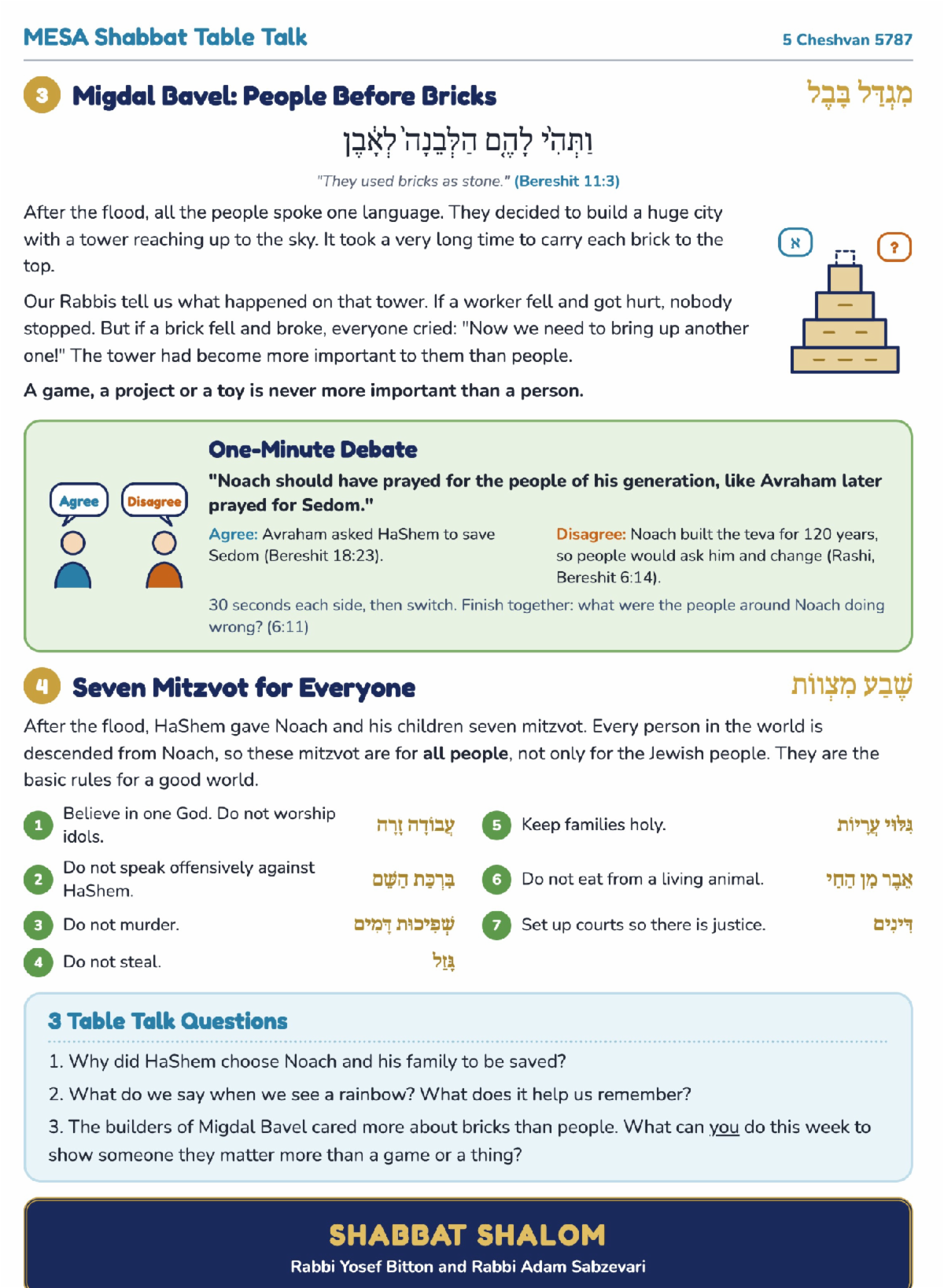 Shabbat Table Talk Noach, page 2